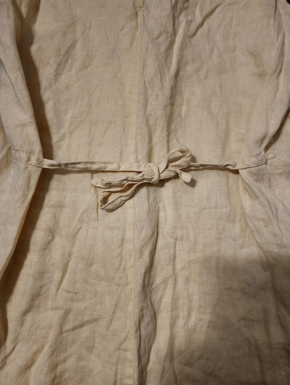 Vintage 90s 100% Linen Mini Dress Button Front Butter Yellow Cottage Women's 10 - Picture 4 of 6
